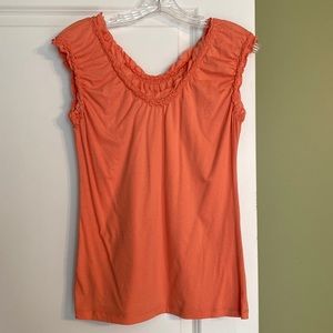 LOFT Apricot Ruffle Knit Top